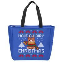 Have A Hairy Christmas Ugly Christmas Sweater Dog Funny Gift Zip Tote Bag