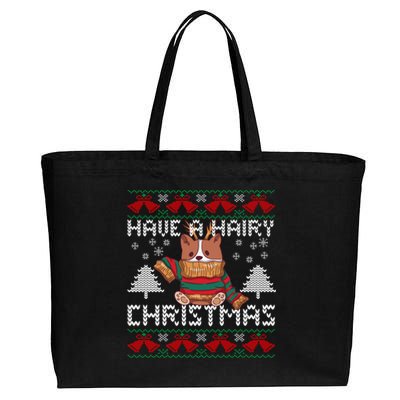 Have A Hairy Christmas Ugly Christmas Sweater Dog Funny Gift Cotton Canvas Jumbo Tote