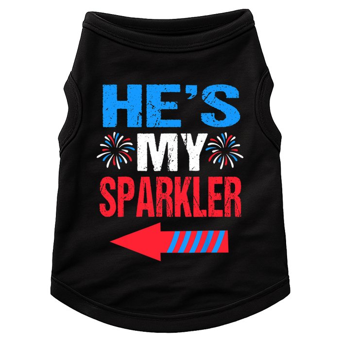 His And Hers 4th Of Julys Couples He's My Sparkler Doggie Tank