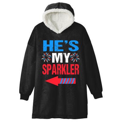 His And Hers 4th Of Julys Couples He's My Sparkler Hooded Wearable Blanket