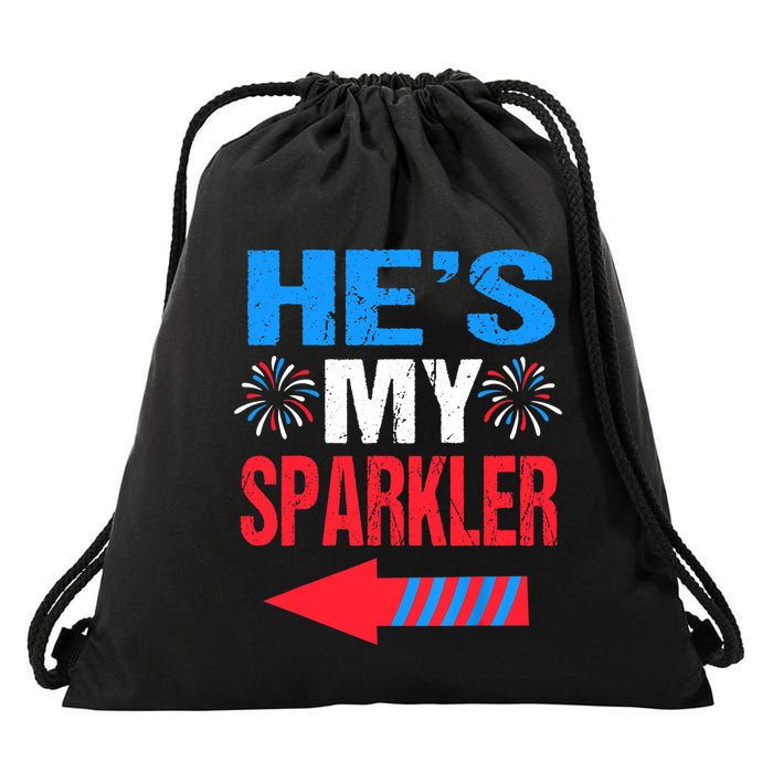 His And Hers 4th Of Julys Couples He's My Sparkler Drawstring Bag