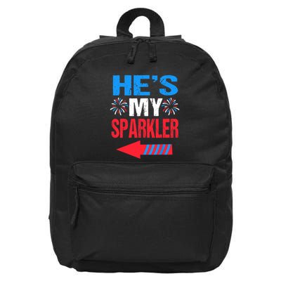 His And Hers 4th Of Julys Couples He's My Sparkler 16 in Basic Backpack