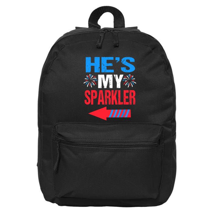 His And Hers 4th Of Julys Couples He's My Sparkler 16 in Basic Backpack
