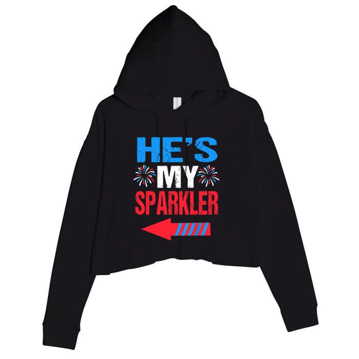 His And Hers 4th Of Julys Couples He's My Sparkler Crop Fleece Hoodie