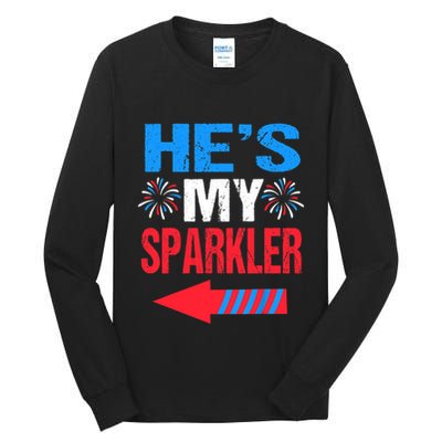 His And Hers 4th Of Julys Couples He's My Sparkler Tall Long Sleeve T-Shirt