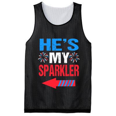 His And Hers 4th Of Julys Couples He's My Sparkler Mesh Reversible Basketball Jersey Tank