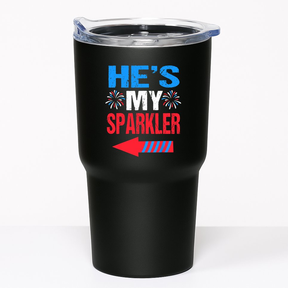 His And Hers 4th Of Julys Couples He's My Sparkler Tumbler