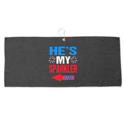 His And Hers 4th Of Julys Couples He's My Sparkler Large Microfiber Waffle Golf Towel