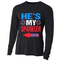 His And Hers 4th Of Julys Couples He's My Sparkler Cooling Performance Long Sleeve Crew