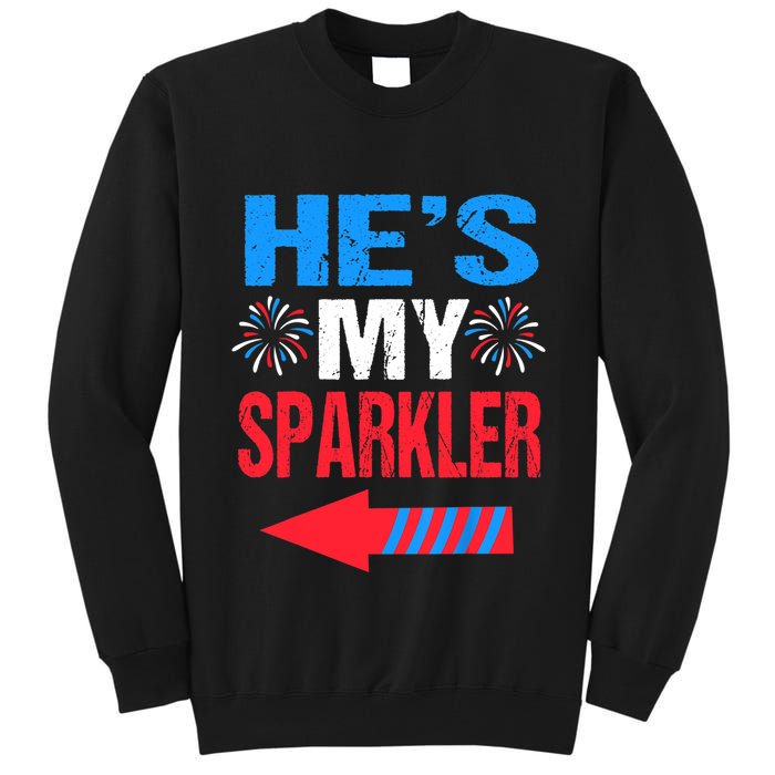His And Hers 4th Of Julys Couples He's My Sparkler Tall Sweatshirt