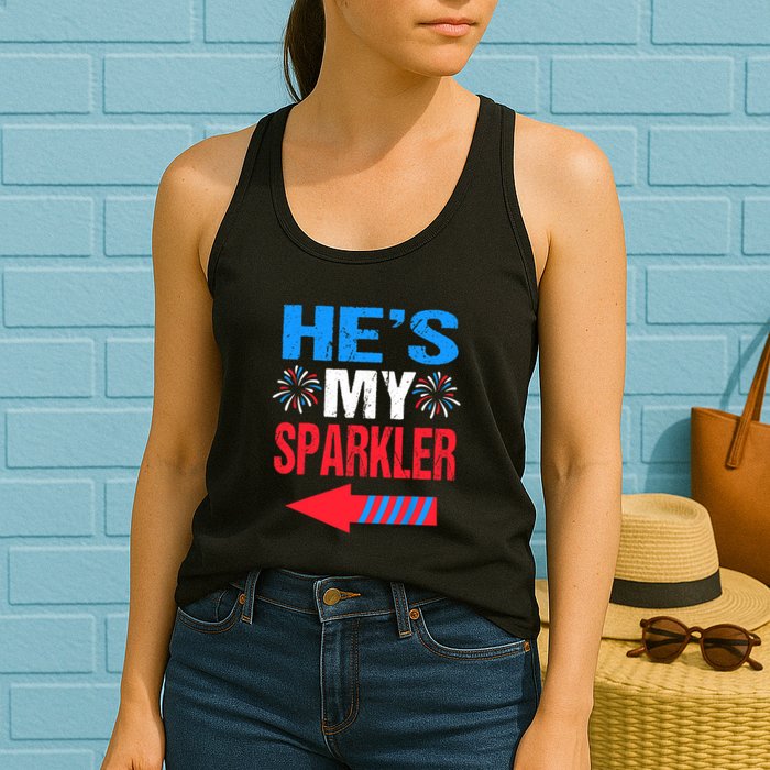 His And Hers 4th Of Julys Couples He's My Sparkler Womens Tank Top