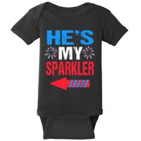 His And Hers 4th Of Julys Couples He's My Sparkler Baby Bodysuit