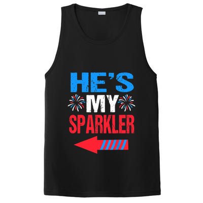 His And Hers 4th Of Julys Couples He's My Sparkler PosiCharge Competitor Tank