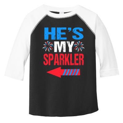 His And Hers 4th Of Julys Couples He's My Sparkler Toddler Fine Jersey T-Shirt