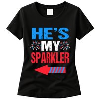 His And Hers 4th Of Julys Couples He's My Sparkler Womens T-Shirt