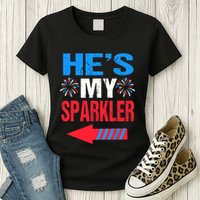 His And Hers 4th Of Julys Couples He's My Sparkler Womens T-Shirt