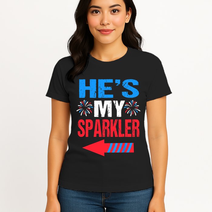 His And Hers 4th Of Julys Couples He's My Sparkler Womens T-Shirt