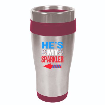 His And Hers 4th Of Julys Couples He's My Sparkler 16oz Travel Tumbler