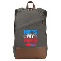 His And Hers 4th Of Julys Couples He's My Sparkler Cotton Canvas Backpack