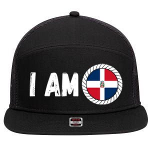 Half American Half Dominican Usa And Dominican Republic Flag Cute Gift 7 Panel Mesh Trucker Snapback Hat