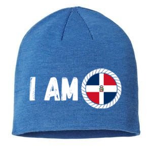 Half American Half Dominican Usa And Dominican Republic Flag Cute Gift Sustainable Beanie