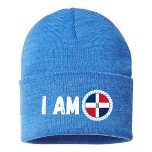 Half American Half Dominican Usa And Dominican Republic Flag Cute Gift Sustainable Knit Beanie