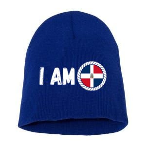 Half American Half Dominican Usa And Dominican Republic Flag Cute Gift Short Acrylic Beanie