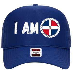 Half American Half Dominican Usa And Dominican Republic Flag Cute Gift High Crown Mesh Back Trucker Hat