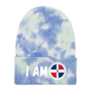 Half American Half Dominican Usa And Dominican Republic Flag Cute Gift Tie Dye 12in Knit Beanie