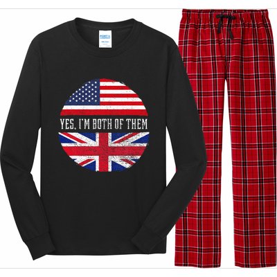 Half American Half British USA Flag United Kingdom Heritage Long Sleeve Pajama Set