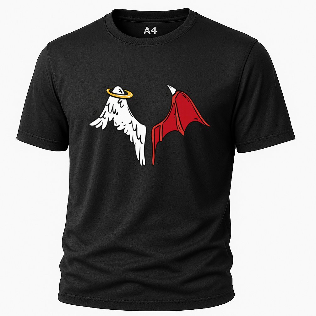 Half Angel Half Demon Wings Cooling Performance Crew T-Shirt