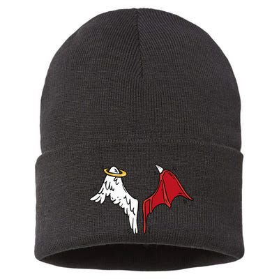 Half Angel Half Demon Wings Sustainable Knit Beanie