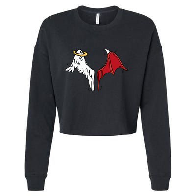 Half Angel Half Demon Wings Cropped Pullover Crew