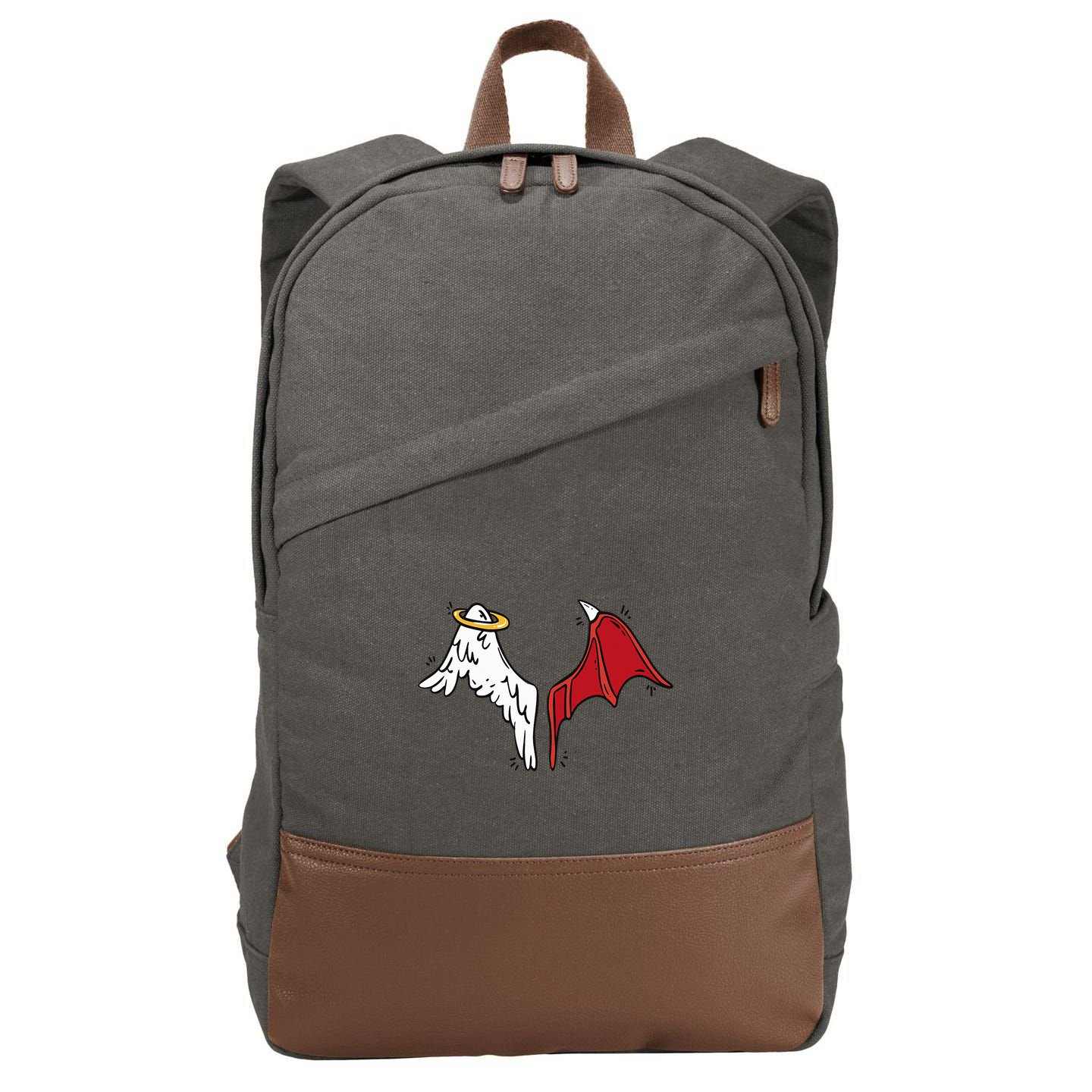Half Angel Half Demon Wings Cotton Canvas Backpack