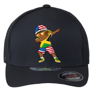 Half American Half Jamaican Jamaica Flag Patriotic Flexfit Unipanel Trucker Cap