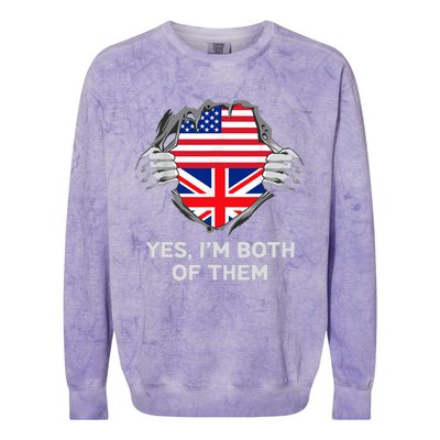 Half American Half British USA England Flag Adult Colorblast Crewneck Sweatshirt