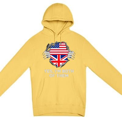 Half American Half British USA England Flag Adult Premium Pullover Hoodie