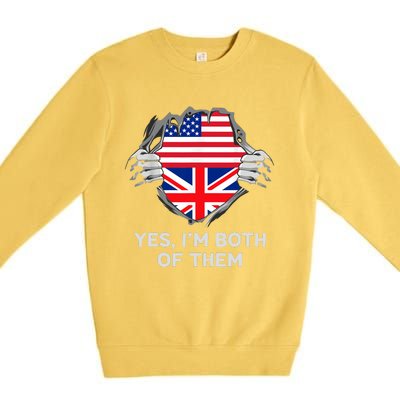 Half American Half British USA England Flag Adult Premium Crewneck Sweatshirt