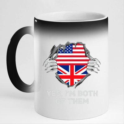 Half American Half British USA England Flag Adult 11oz Black Color Changing Mug