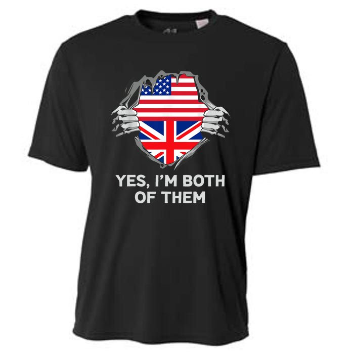 Half American Half British USA England Flag Adult Cooling Performance Crew T-Shirt