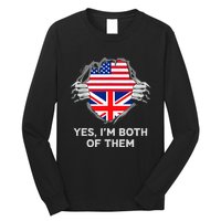 Half American Half British USA England Flag Adult Long Sleeve Shirt