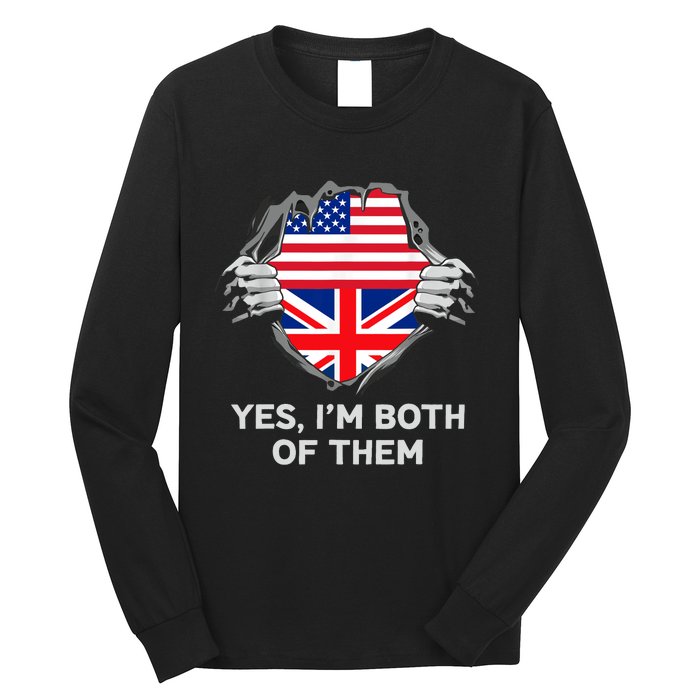 Half American Half British USA England Flag Adult Long Sleeve Shirt