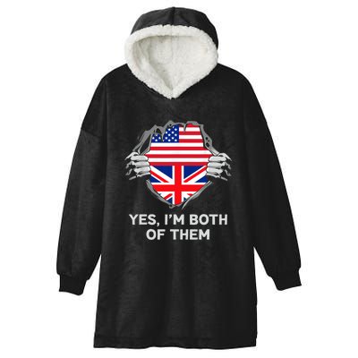 Half American Half British USA England Flag Adult Hooded Wearable Blanket