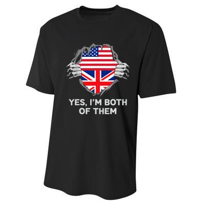 Half American Half British USA England Flag Adult Performance Sprint T-Shirt