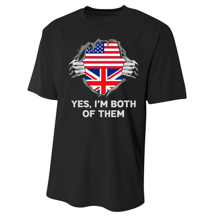 Half American Half British USA England Flag Adult Performance Sprint T-Shirt