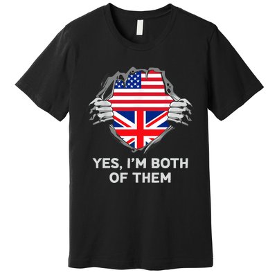 Half American Half British USA England Flag Adult Premium T-Shirt