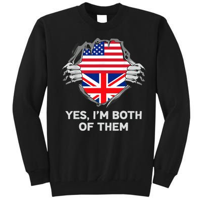 Half American Half British USA England Flag Adult Tall Sweatshirt