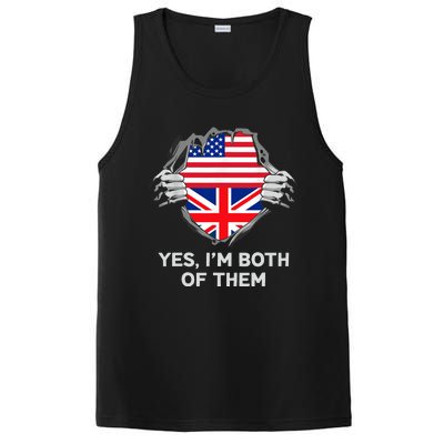 Half American Half British USA England Flag Adult PosiCharge Competitor Tank