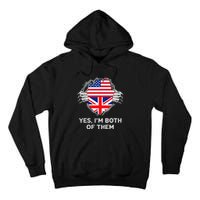 Half American Half British USA England Flag Adult Tall Hoodie