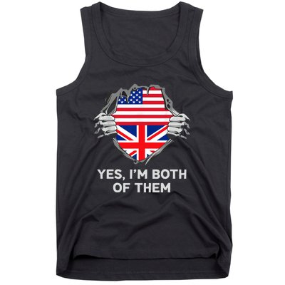 Half American Half British USA England Flag Adult Tank Top